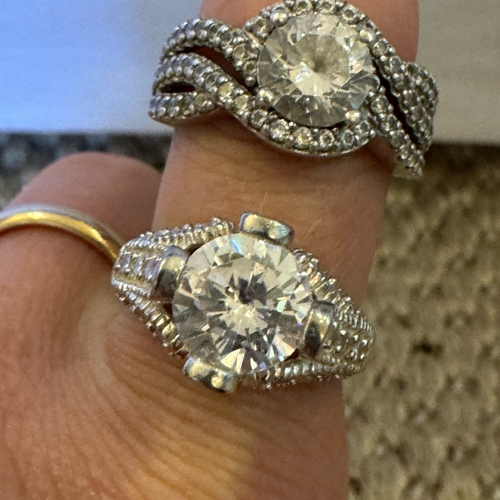 Two sterling Silver and cubic zirconia Ring Set.Approx size 8.retail $150 each